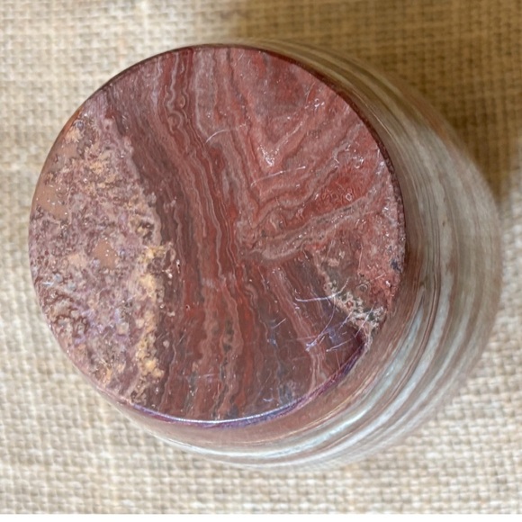 Polished Carved Onyx Marble Vase Earth Tones Rustic Cottage Core Heavyweight - Picture 6 of 7